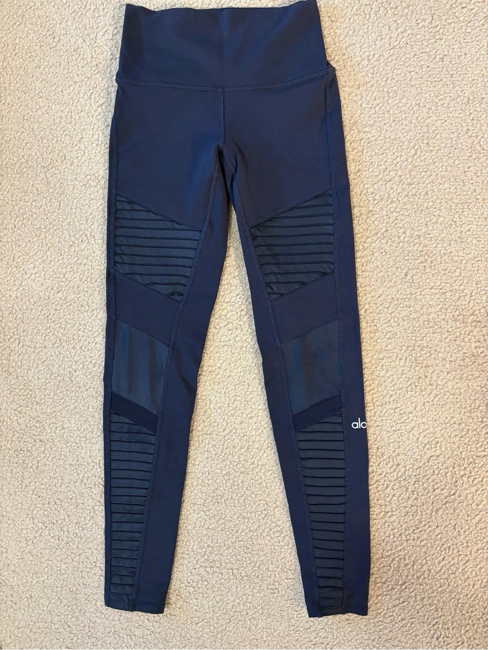 Alo Yoga High-Waist Moto Legging Navy Blue - Excellent Condition, Size S